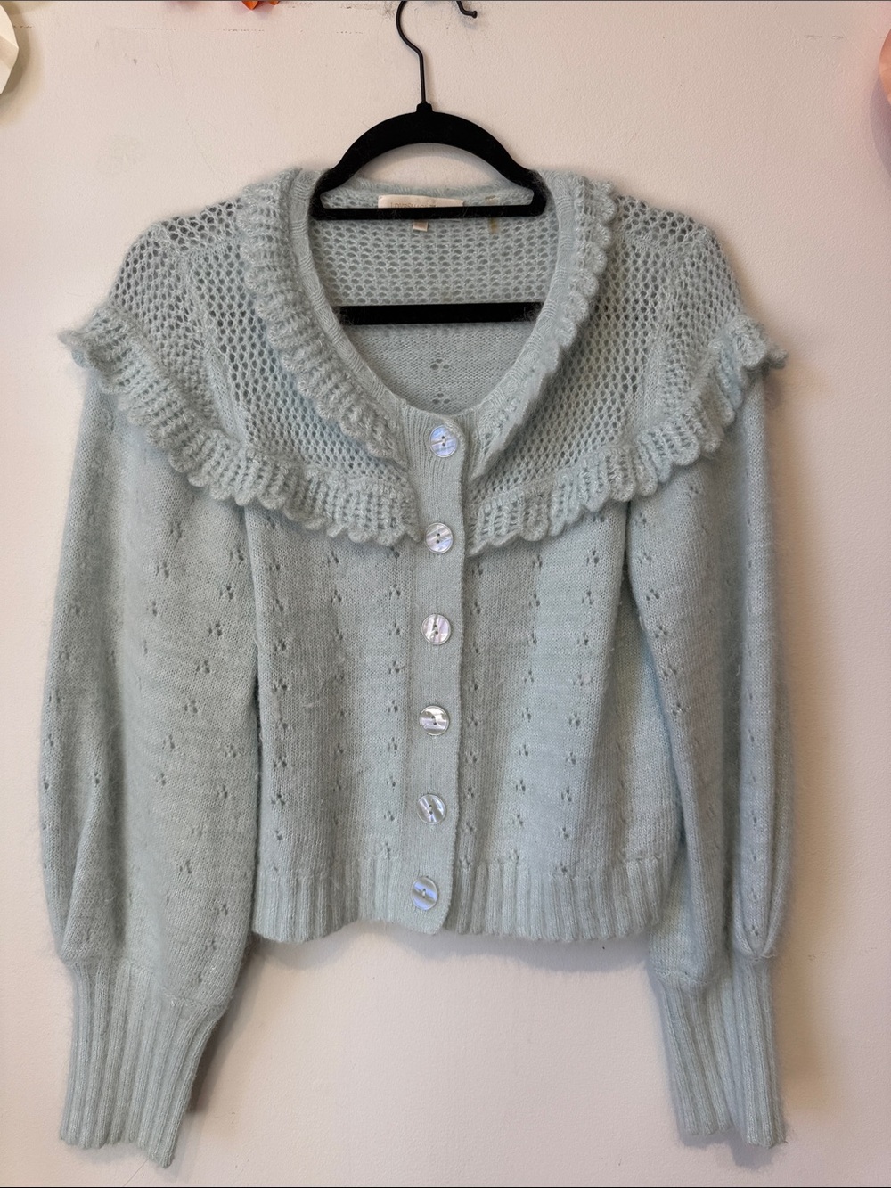 LOVESHACK fancy Hayden ruffled angora cardigan large